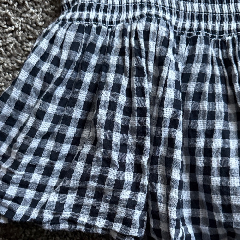 American Eagle Blue and White Gingham Peplum Top size medium - Picture 4 of 5